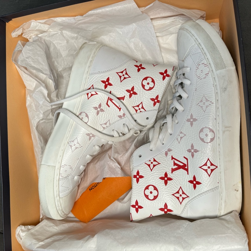 Louis Vuitton men’s tattoo red & white sneaker boot